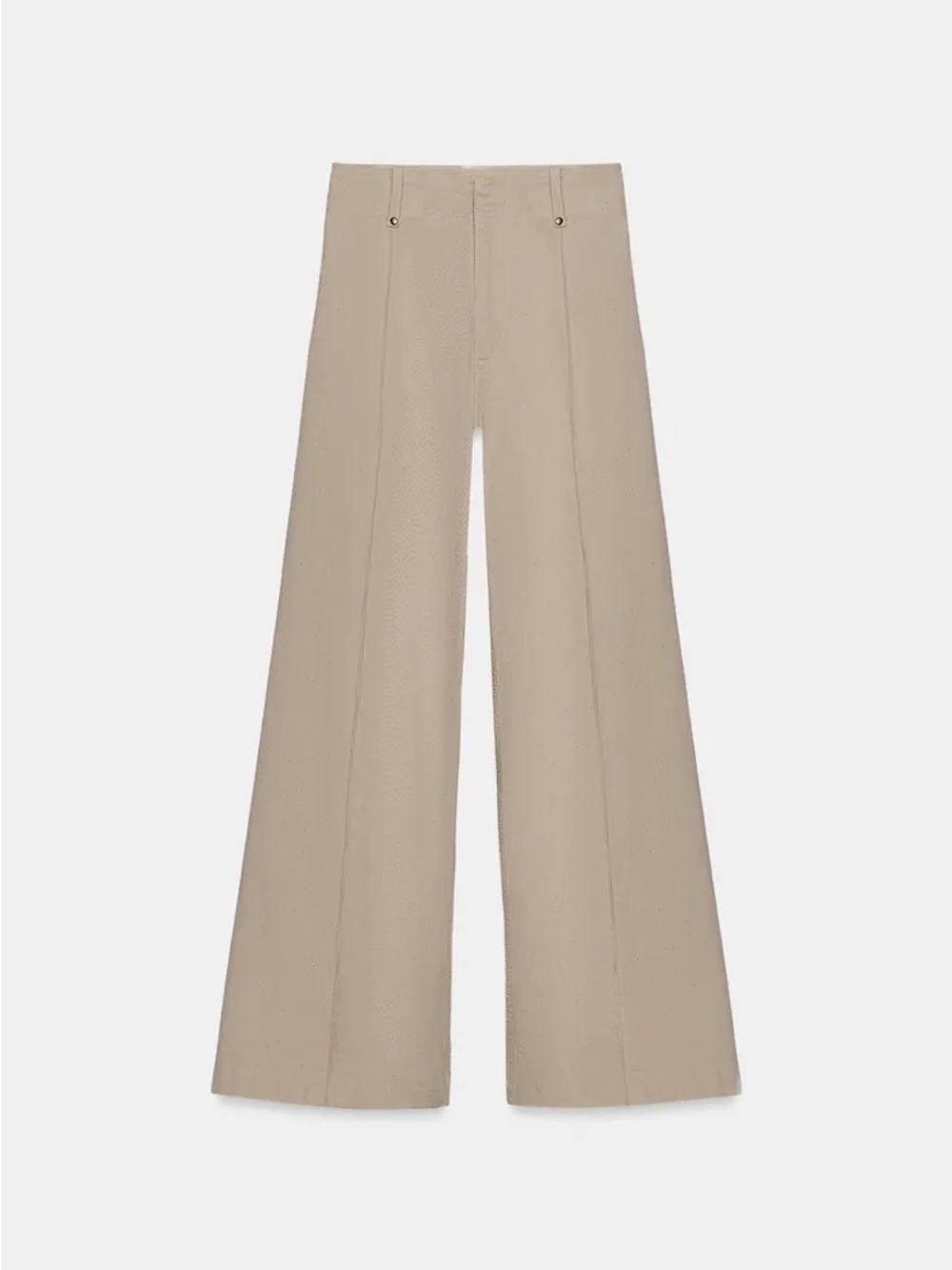 ZARA ZW COLLECTION TAILORED HIGH-WAIST WIDE LEG JEANS IN SAND - Picture 10 of 12
